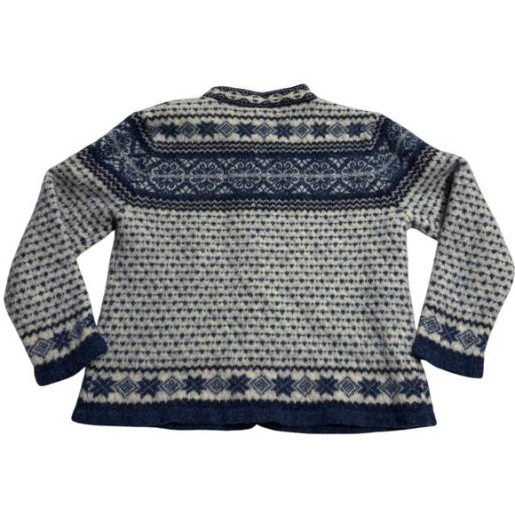 VTG Skyr Sweater Buttoned Cardigan 100% Wool Fair Isle Nordic Womens Large Blue - Picture 6 of 8